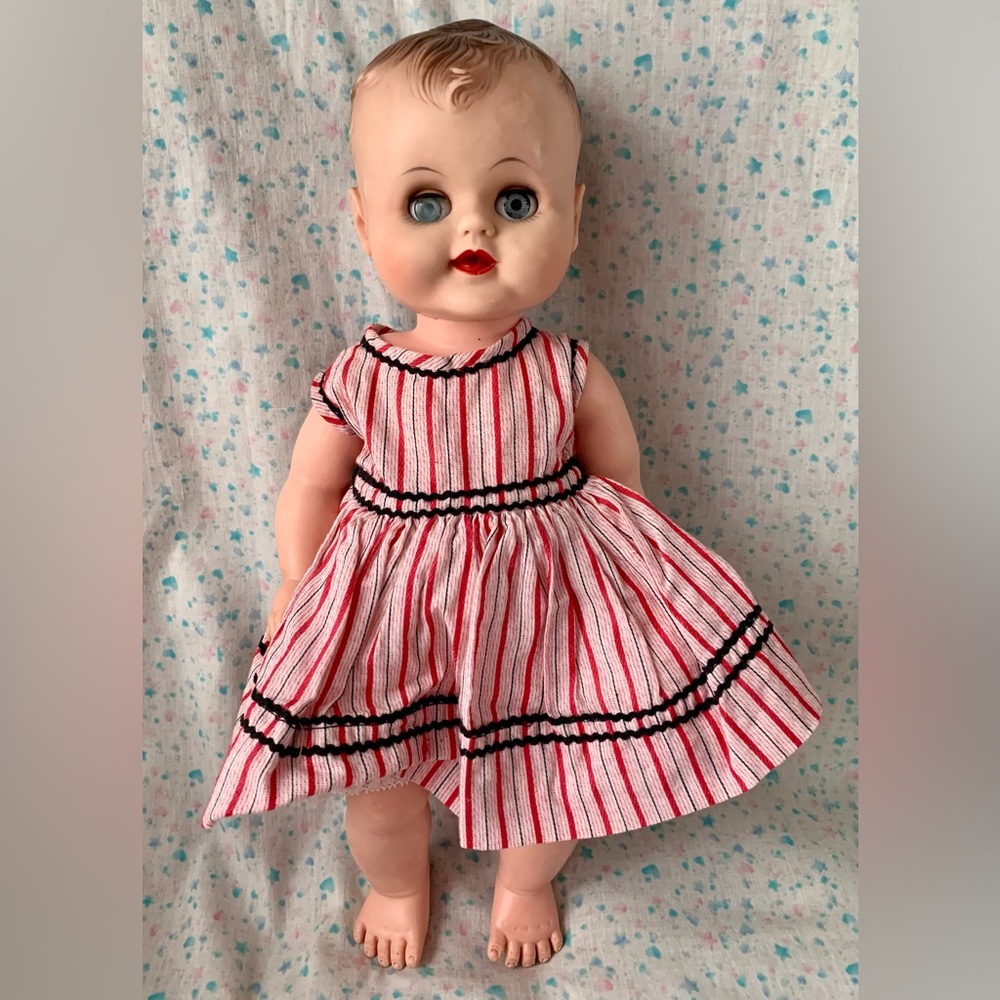 Vintage Drink and Wet Baby Doll Open Red Lips 50s Era 15” Mark V Vintage Dress